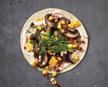 Mushroom Tacos with Corn Salsa and Chipotle Crema