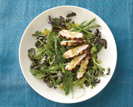 Tea-Brined Chicken Breasts on Asparagus Salad