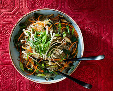 Vermicelli Salad With Shiitakes And Baby Spinach