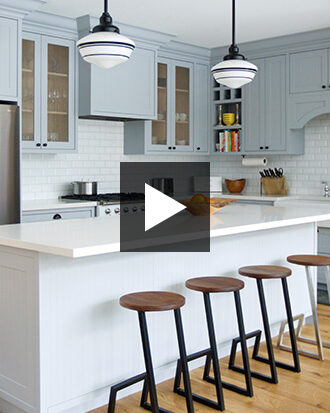 farmhouse-inspired family room and kitchen