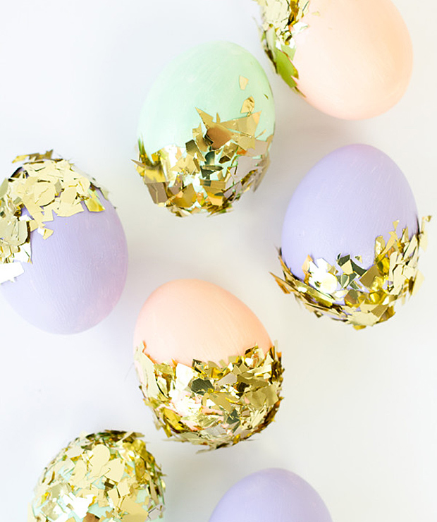 diy gold confetti easter eggs