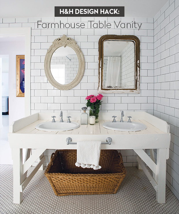 Design Farmhouse Table Vanity, Farm Table Vanity