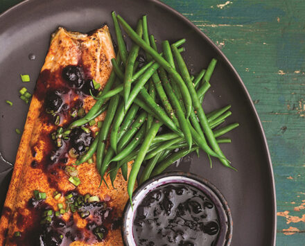 BBQ Salmon With Blueberry-Ginger Sauce