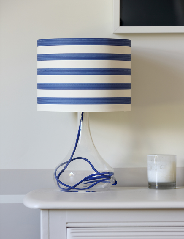 Easy Diy Nautical Lampshade, How To Cover A Lampshade With Wallpaper