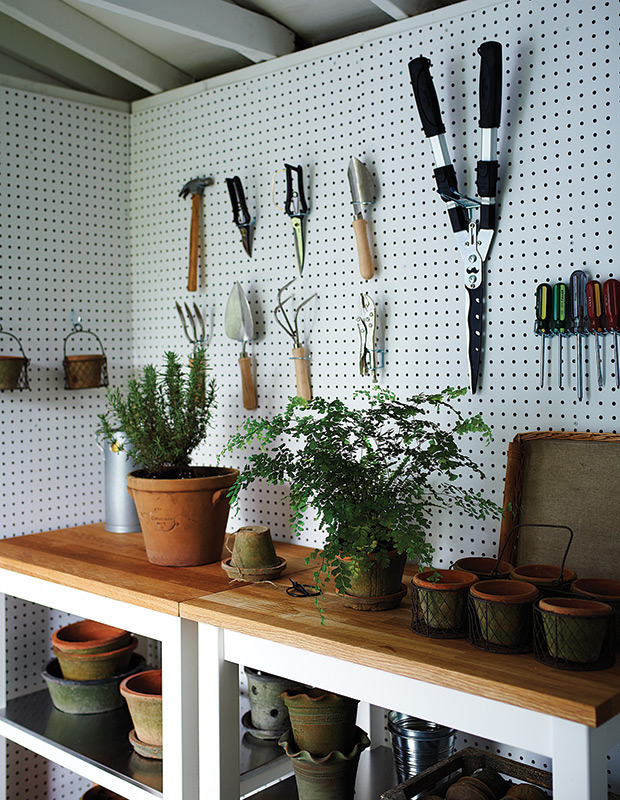 storage shed tool pegboard