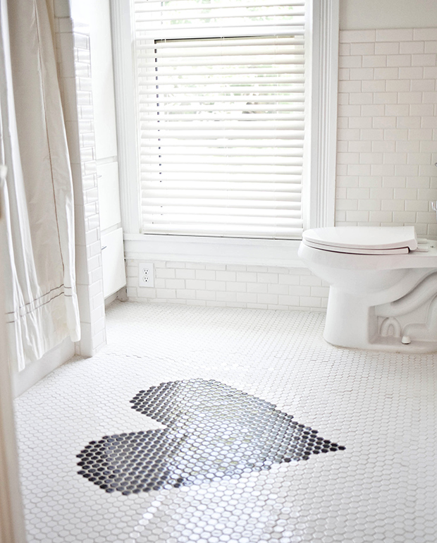 penny-round tile bathroom floor