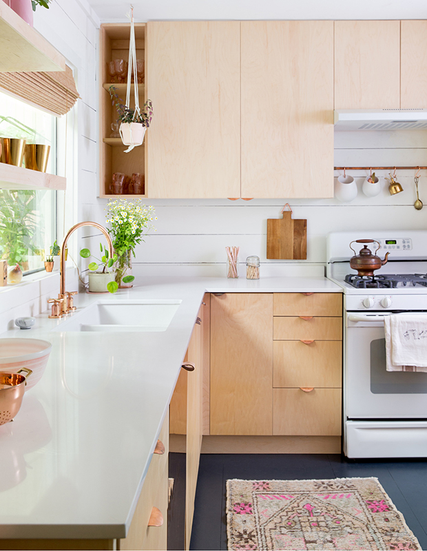 white and light wood kitchen