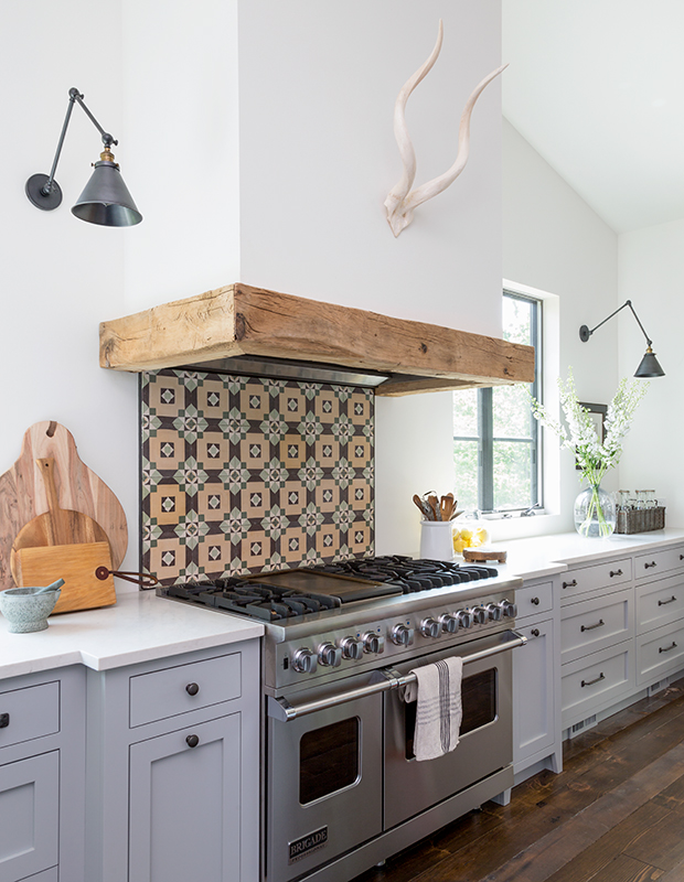 2 White Wood Rooms Tile Backsplash Behind Stove And Antlers House Home