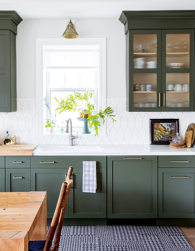 Bored Of White Kitchens Discover The, Two Tone Green And White Kitchen Cabinets