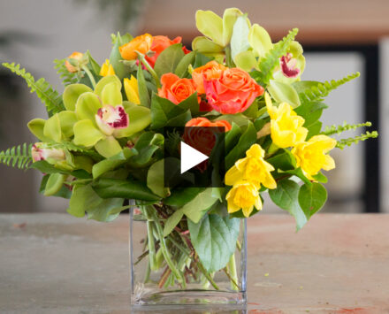 DIY Floral Arrangement With Vibrant Orchids, Ranunculus & Daffodils | Video Tutorial