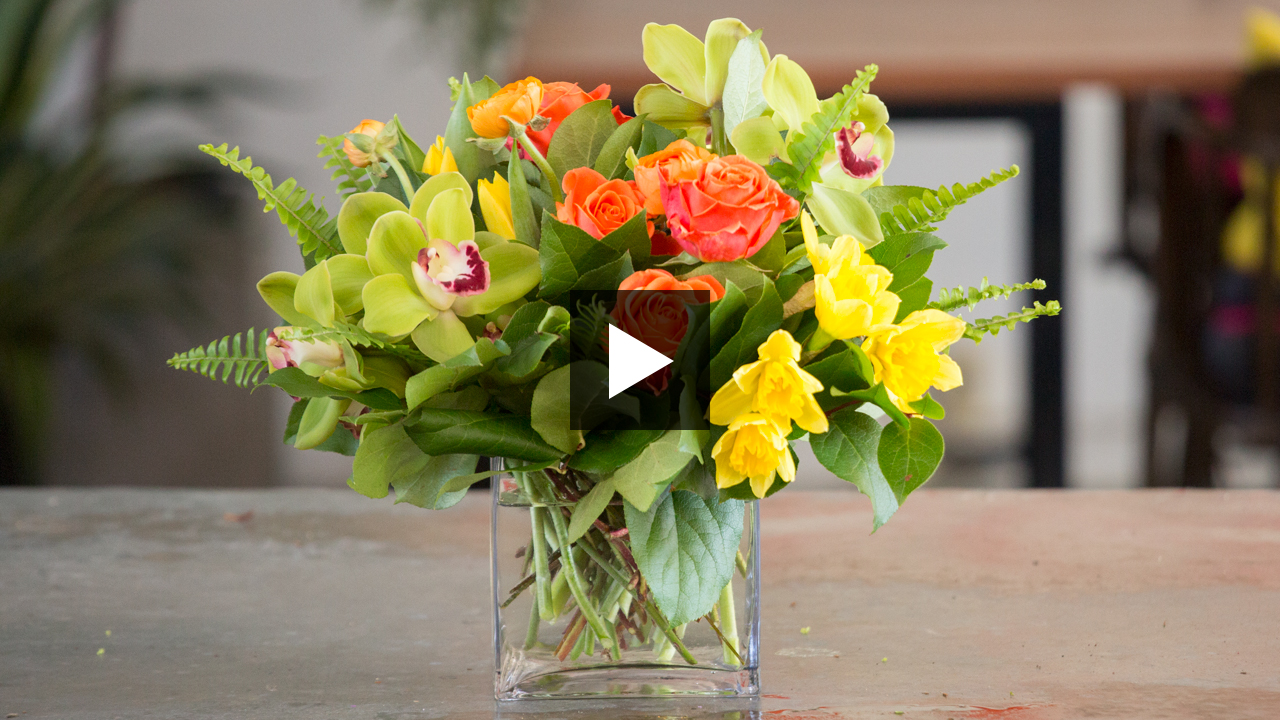 DIY Floral Arrangement With Vibrant Orchids, Ranunculus & Daffodils | Video Tutorial