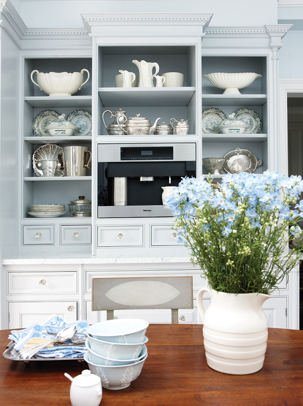 House & Home 7englishfarmhouseHHMAR12lightbluegreaykitchen