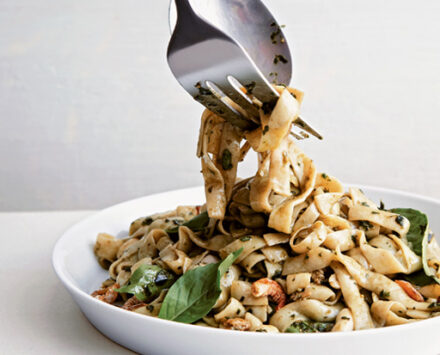 Tofu Shirataki Noodles with Spicy Thai Basil Pesto