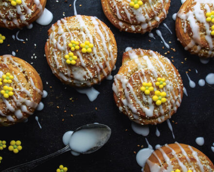 Sesame-Ginger Buns With Lemon Icing
