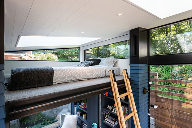 Loft bed in shed