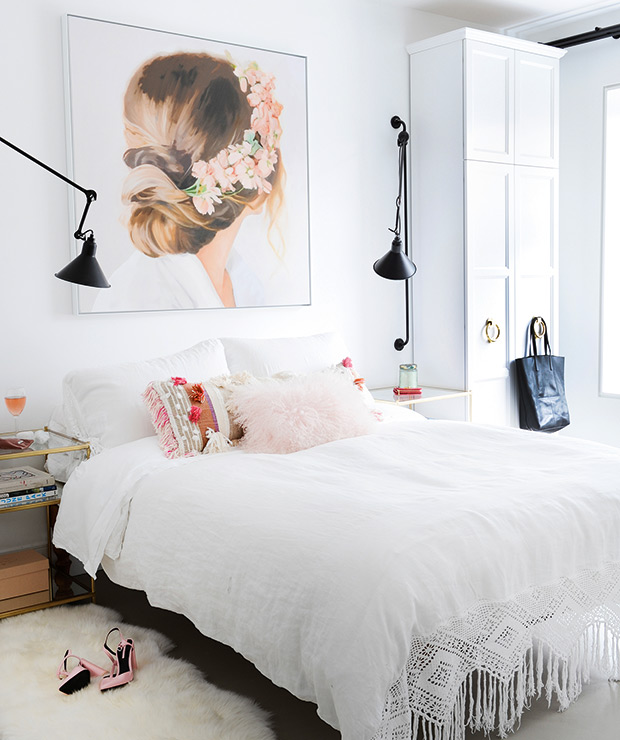 fresh white floral bedroom