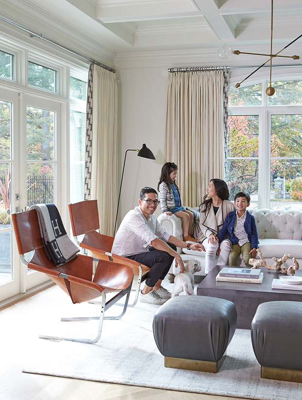 Nam Dang Mitchell's design of a living room with European-inspiration and bright design.