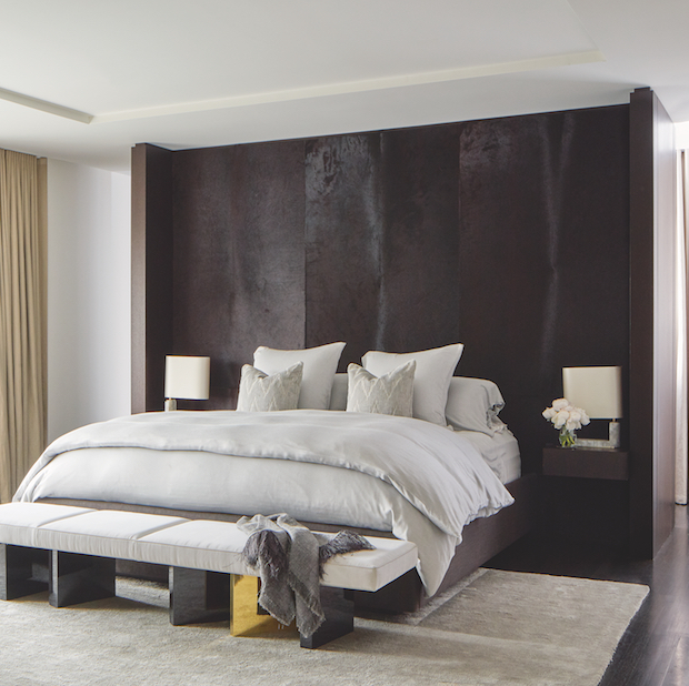Modern and sophisticated bedroom with dark palette