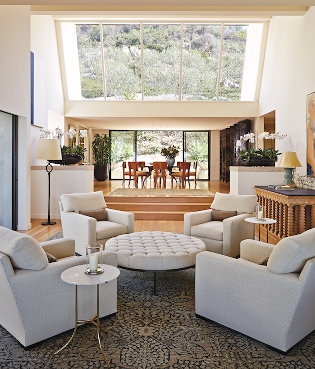 Living area with studio window and cozy seating