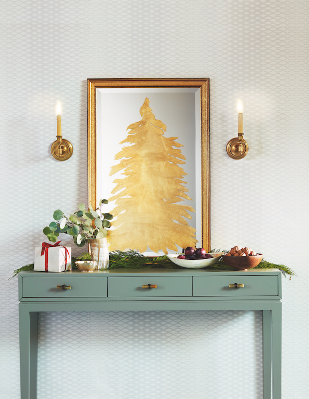 A gold Christmas tree