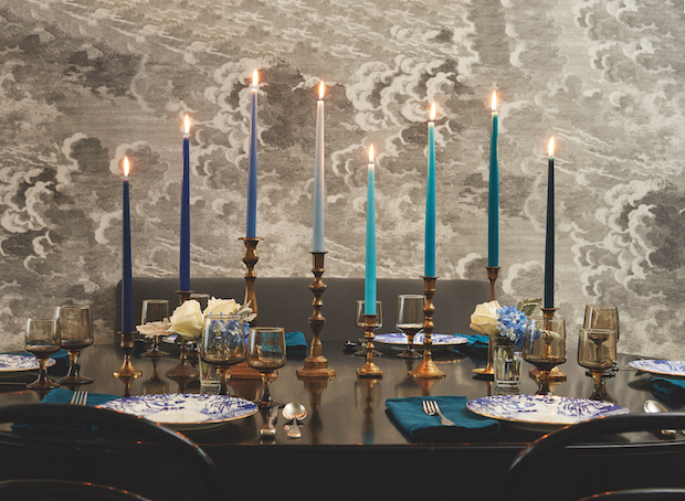 Hanukkah decorating with candles