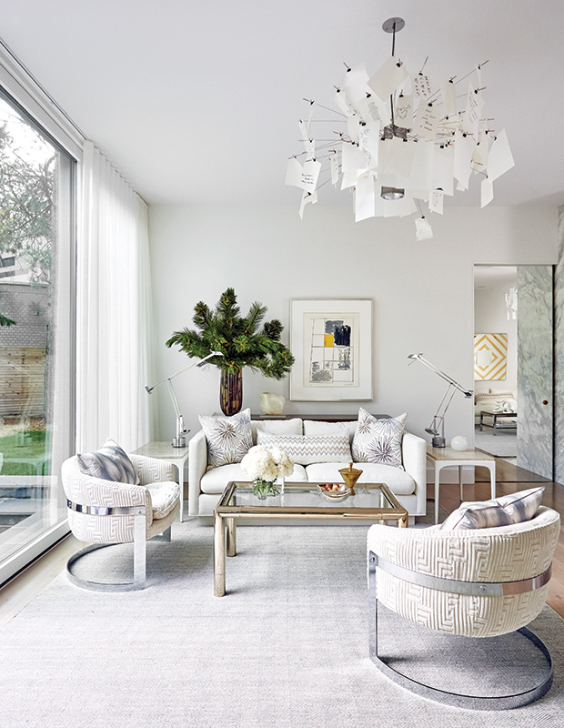 Glamorous white living room.