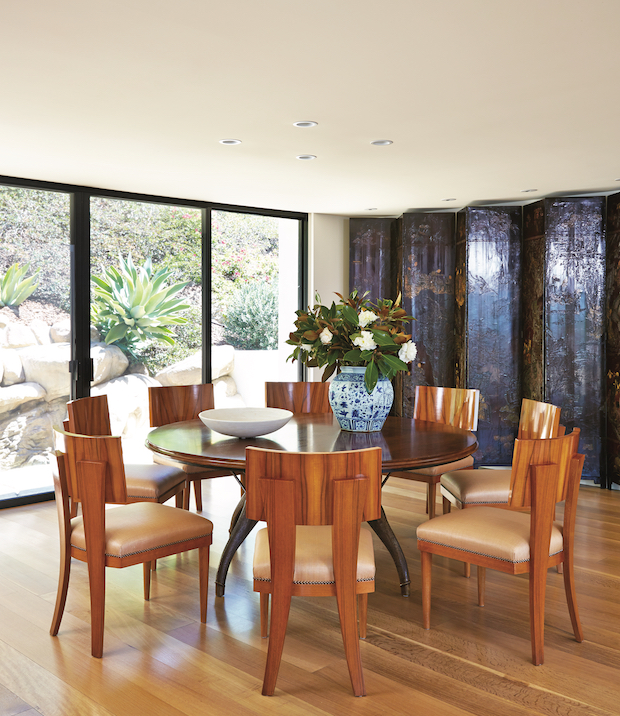Dining room with Art Deco-inspired chairs