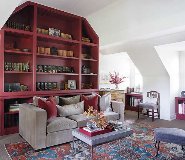 Library with deep red built in