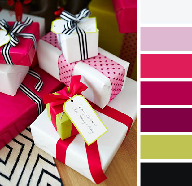 Holiday color palette - lime green and pink