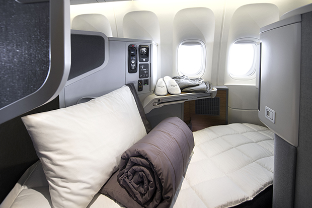 American Airlines interior with luxe bed