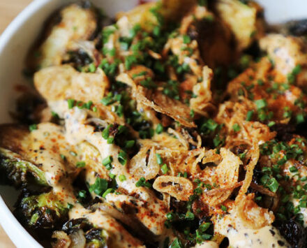 Brussels sprouts with Urfa ranch recipe.