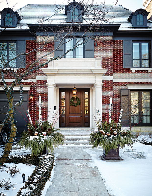 Holiday curb appeal — a wreath and a grand front entrance