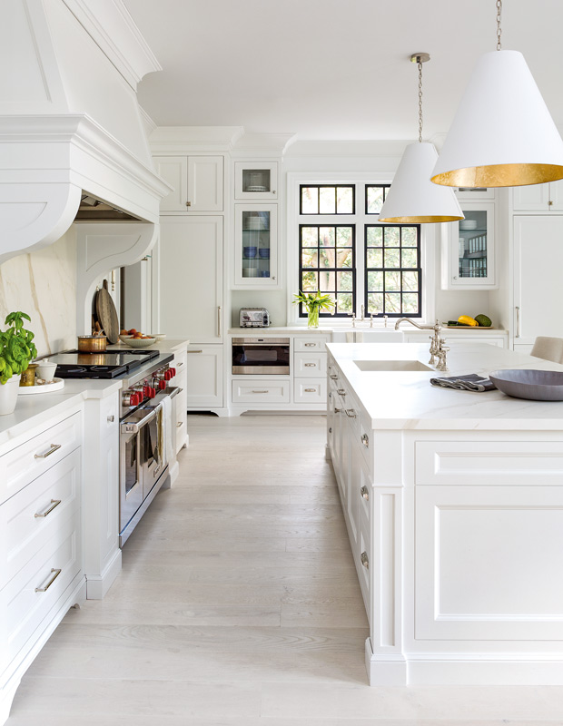 Organized family homes sleek white kitchen