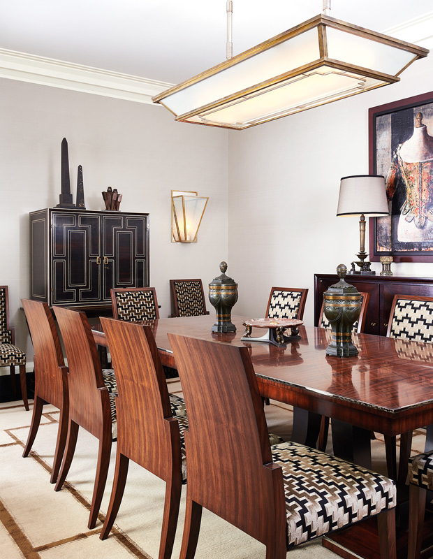 James Davie opulent townhouse dining room with art deco influence