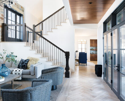 Nyla Free Calgary home staircase, high ceilings and living room