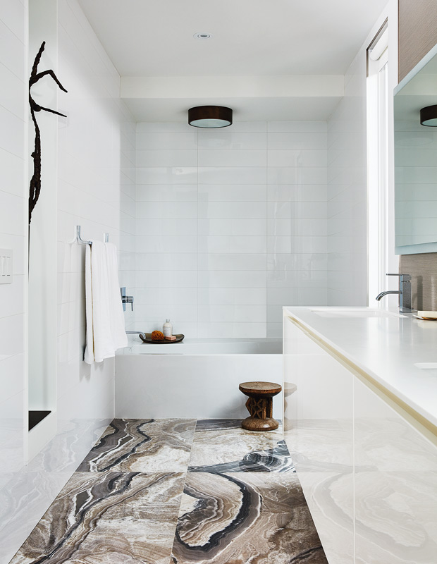 Beautiful bathrooms with graphic floors