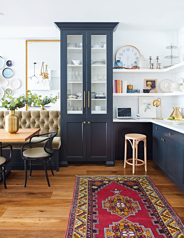 Colorful kitchens dark blue cabinets