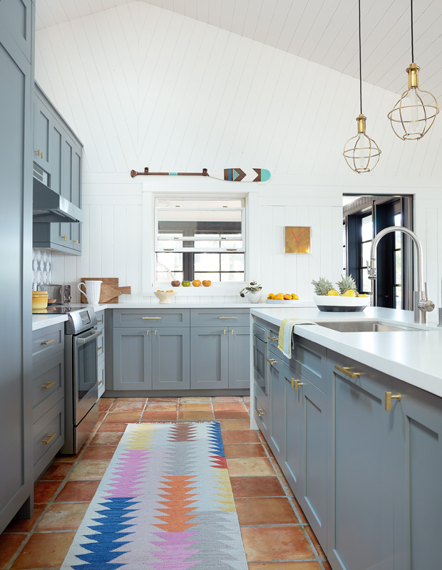 Colorful kitchens grey cabinets