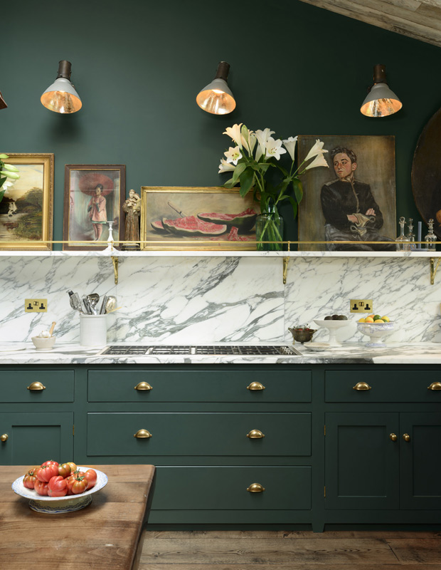Colorful kitchens everest green cabinetry