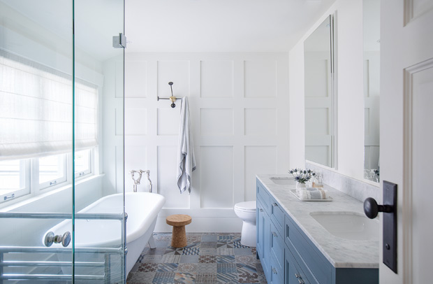 Beautiful bathrooms with a serene cool-toned palette