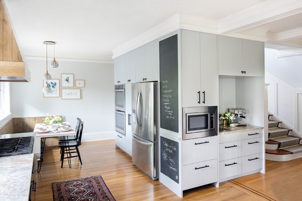 Kyla Bidgood century home kitchen with light grey cabinets