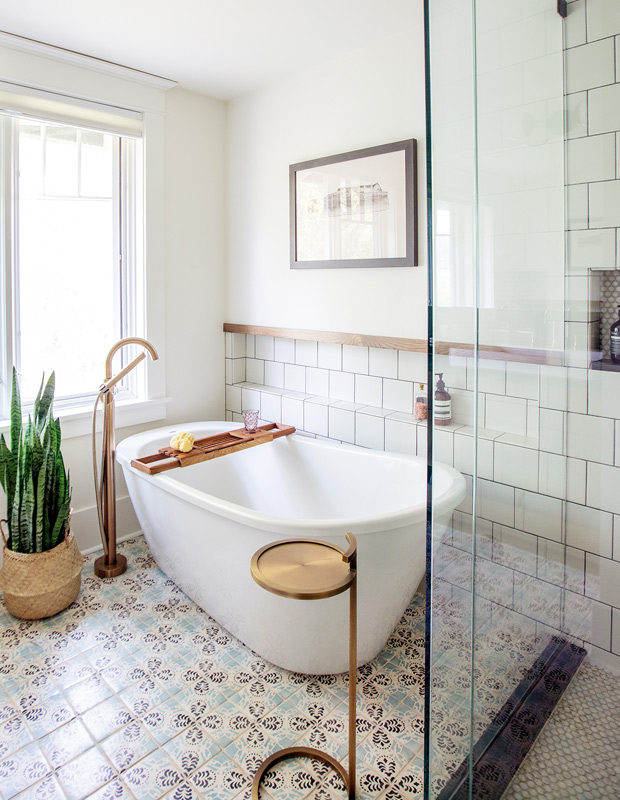 Beautiful bathrooms with intricate tile floors