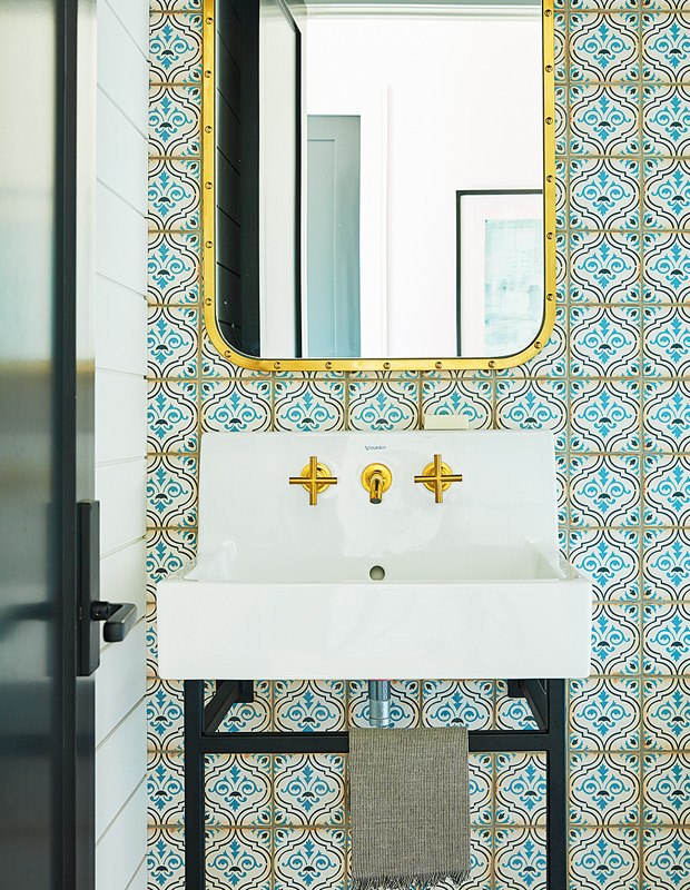 Cameron MacNeil country home powder room with statement tile