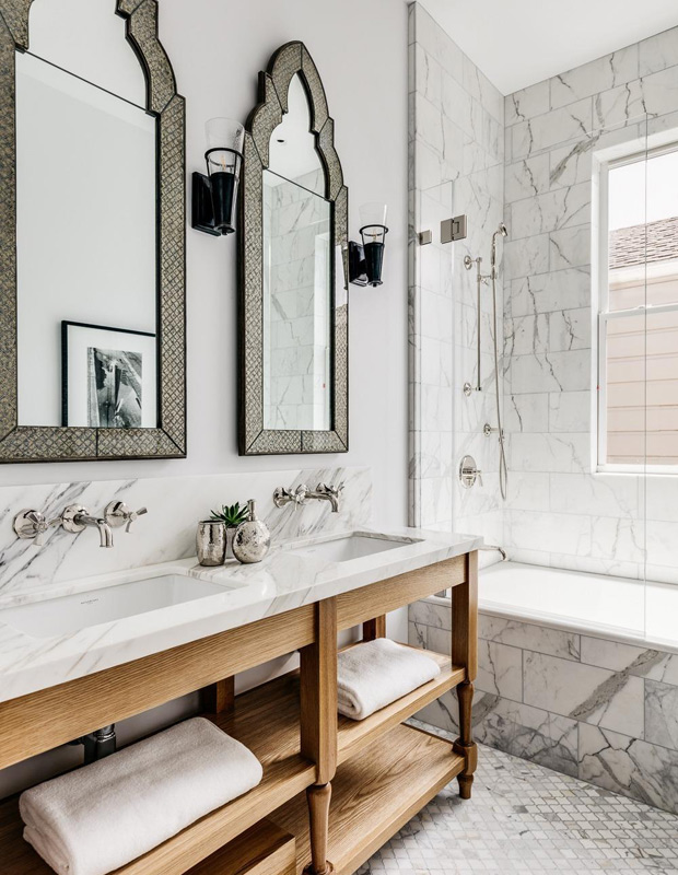 Full House master bathroom with marble