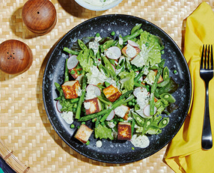 Peas and Fried Paneer Salad