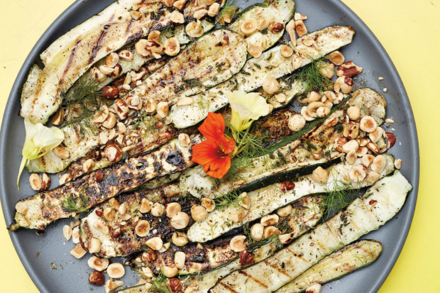 Grilled Zucchini With Fennel Fronds And Toasted Hazelnuts