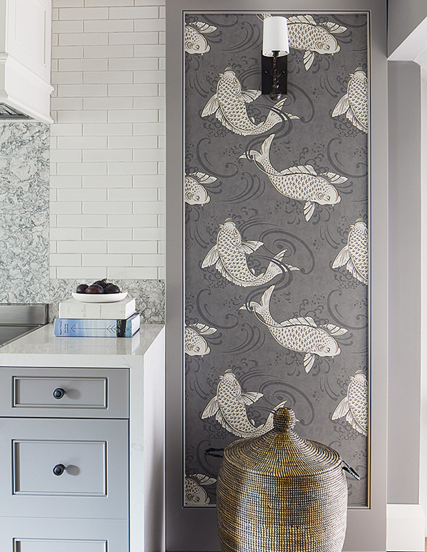 Gillian Gillies traditional kitchen koi fish wallpaper