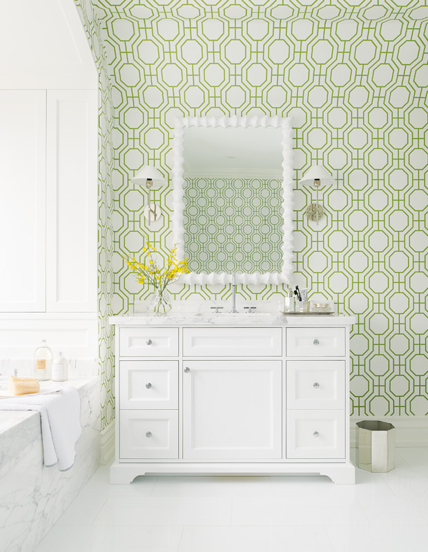 fresh and preppy bathroom geometric wallpaper