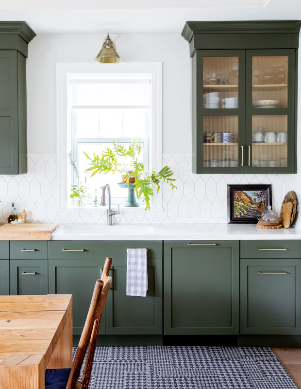Francesca Albertazzi childhood home olive green kitchen cabinets