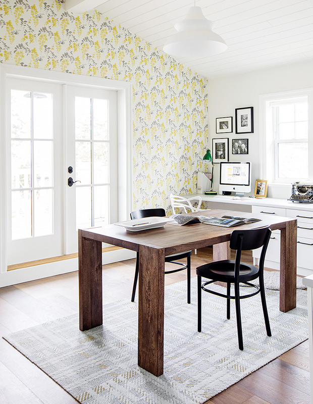 Francesca Albertazzi childhood home with sunny yellow wallpaper
